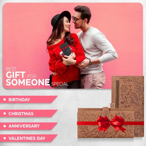 Vista 5 de Cartera de cuero real para mujer con bloqueo RFID, tarjetero triple de diseñador con cartera de ventana de identificación, Negro -, Cfh12