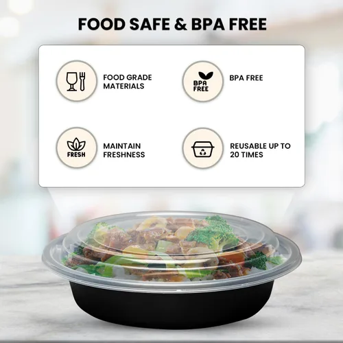 Vista 3 de Klex 12 onzas, 50 juegos de recipientes para preparar comidas con tapas herméticas, sin BPA, recipientes de plástico reutilizables para alimentos