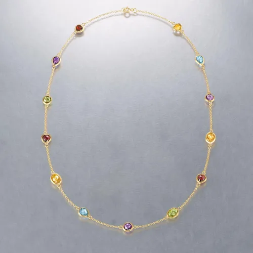 Vista 3 de Ross-Simons 7.85 ct. t.w. Multi-Gemstone Station Necklace in 18kt Gold Over Sterling