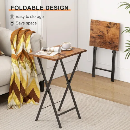 Vista 4 de Acovy Juego de 2 Mesas Bandeja para TV, Bandeja de Cena para TV, Mesa Plegable, Mesas-Bandeja de TV Plegables, Mesa Auxiliar para Cama, Sofá