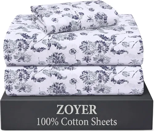 Vista 21 de ZOYER Sábanas de 100 % algodón percal tamaño individual, refrescantes y transpirables, duraderas, con una sensación nítida, suave y cómoda, bolsillo