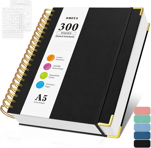 Vista 15 de Cuaderno de viñetas con espiral, diario de 300 páginas de cuero con contenido, cuadernos de 120 g/m² de papel grueso que no deja pasar la tinta
