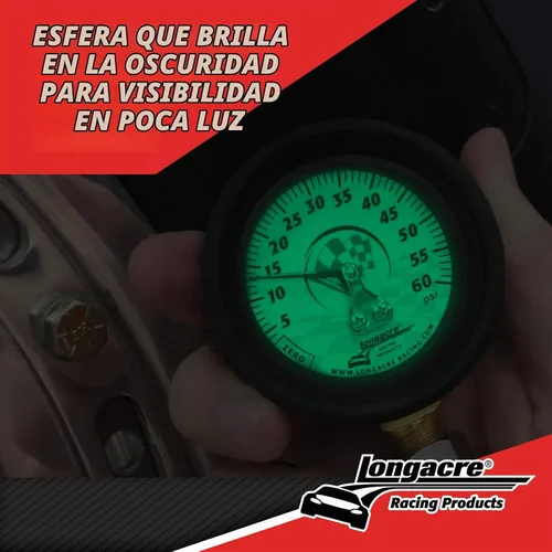 Vista 4 de Longacre 52-52004 Medidor de presión de neumáticos de 0-60 PSI, 2 pulgadas