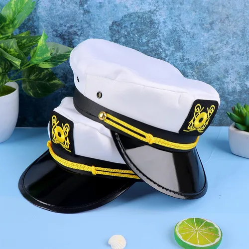 Vista 4 de Olgaa Paquete de 12 sombreros de capitán para hombres y mujeres, sombreros de marinero ajustables para disfraz de barco, fiesta de cosplay