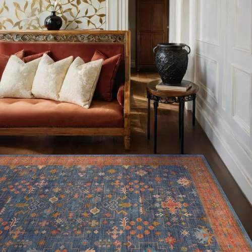 Vista 237 de Hazo Haus – Alfombra pequeña para entrada, cocina o baño, antideslizante con base de goma, resistente a las manchas y a la decoloración, diseño