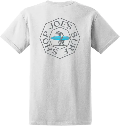 Vista 18 de Joe's Surf Shop - Camisetas de algodón pesado con gráficos en tamaño regular, grande y alto Logotipo de Longboard Ash / Sand