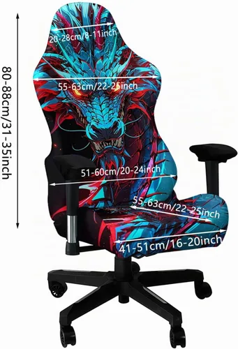 Vista 7 de Blacklight - Funda para silla de juegos – Funda para silla de juegos electrónicos de dragón neón reactivo a los rayos UV, protector de silla