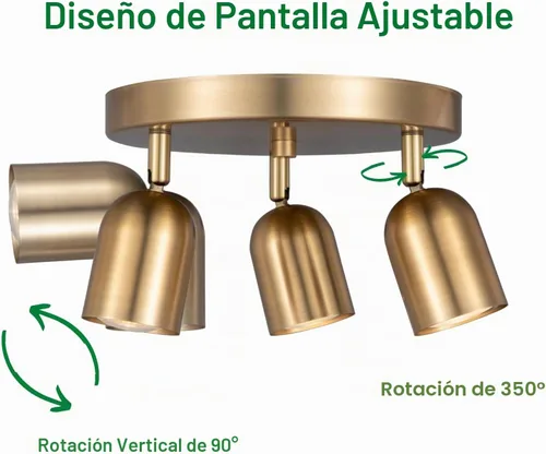 Vista 4 de Kit de iluminación de riel de 3 luces, acabado de latón mate con moderno foco de techo empotrado para cocina, dormitorio, sala de estar, mejoras