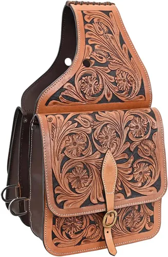 Vista 15 de HILASON Western Horse - Bolsa de sillín de cuero resistente y tradicional Bolsa de sillín Bolsa de sillín de caballo Bolsa de sillín