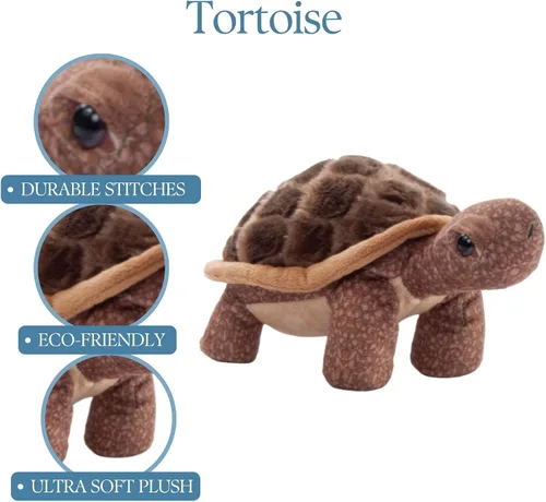 Vista 8 de The Petting Zoo - Peluche de tortuga de granja, regalos para niños, animales de granja salvajes, juguete de peluche de tortuga de 9 pulgadas