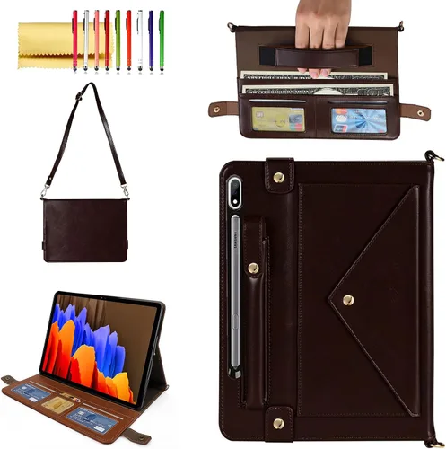 Vista 33 de Bolso Funda para Samsung Galaxy Tab S10 FE/S9 FE 10.9"/S9/S8/S7 11", Techcircle Folio con Soporte Cruzado, Billetera con Ranura para Lápiz S Pen