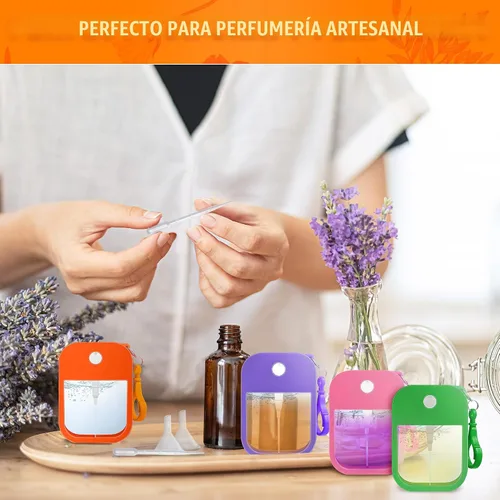 Vista 9 de 6 botellas de repuesto de perfume de tamaño de viaje de 1.28 onzas, botella de perfume recargable, tamaño de viaje para bolso con funda de silicona