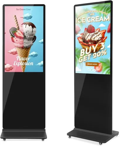 Vista 17 de MWE 32 pulgadas piso interior de pie señalización digital, sistema CMS, quiosco de exhibición de publicidad, pantalla LCD tótem comercial póster