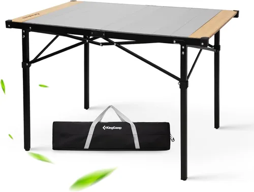 Vista 13 de KingCamp Mesa de Campamento Enrollable de Aluminio Plegable, Ligera, Grande, Portátil, Mesa de Campamento Plegable para Picnic, Camping, Barbacoa