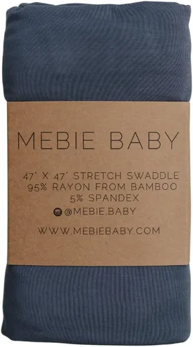Vista 10 de Mebie Baby Manta elástica a cuadros azules, moderna y neutra para bebé niña o niño, mantas suaves para bebé, manta para recién nacido, 0-3 meses