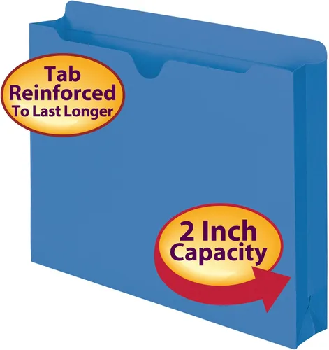 Vista 2 de Smead File Jacket, Reinforced Straight-Cut Tab, 2" Expansion, Letter Size, Blue, 50 per Box (75562) (Pack of 4)