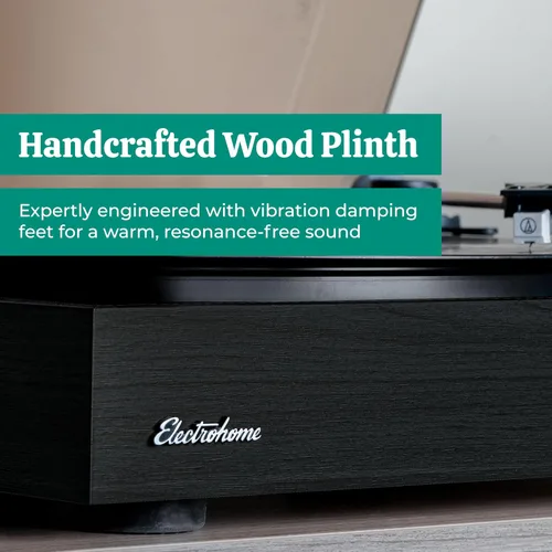 Vista 7 de Electrohome Montrose - Tocadiscos de vinilo de 2 velocidades, con lápiz óptico Audio-Technica, motor de control de velocidad, preamplificador