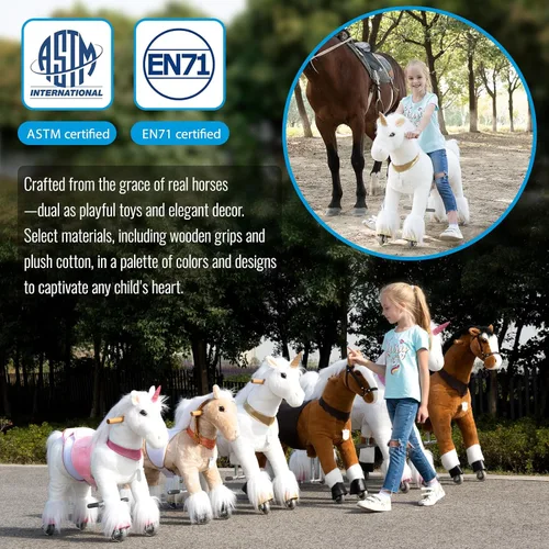 Vista 3 de Pony de acción UFREE, paseo en juguete, caballo móvil mecánico, diversión para niños de 3 a 9 años, altura de 36 pulgadas, M
