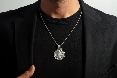 Vista 8 de bysilvergates Religious Collection - Men's 925 Sterling Silver Pendants St Christopher, St Michael, St Benedict - Timeless Faith-Inspired Necklaces