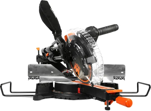 Vista 9 de WEN MM1215 Sierra ingletadora compuesta deslizante de doble bisel de 15 amperios y 12 pulgadas con línea de corte LED