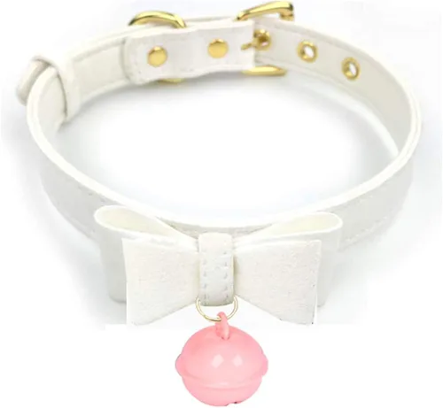 Vista 11 de PU Leather Bow Collar Necklace Choker with Bell Cat Cosplay Kitty Necklace Choker Collar for Women Negro