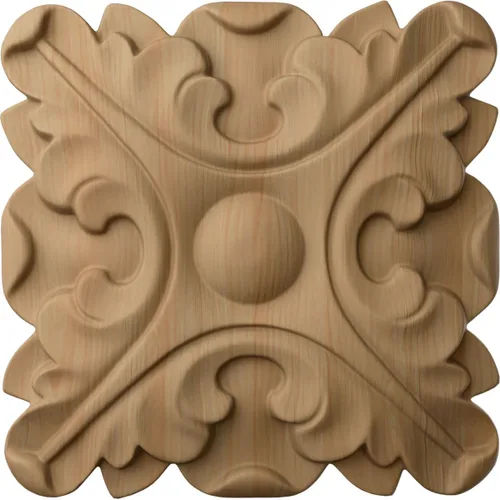 Vista 6 de Ekena Millwork ROS02X02ACAL Acanthus Square Rosette, 2 3/4"W x 2 3/4"H x 1/2"P, Aliso