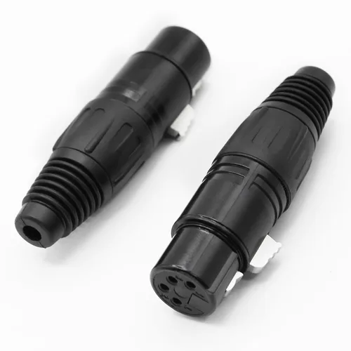 Vista 2 de Conector de cable XLR de 4 pines XLR Conector de enchufe hembra de 4 pines Adaptador de audio para micrófono, negro, 5 PCS