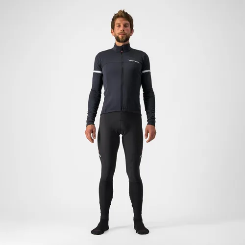 Vista 6 de Castelli Camiseta Fondo 2 FZ para hombre, manga larga con aislamiento polar, con cremallera y cuello alto para ciclismo de carretera y grava I