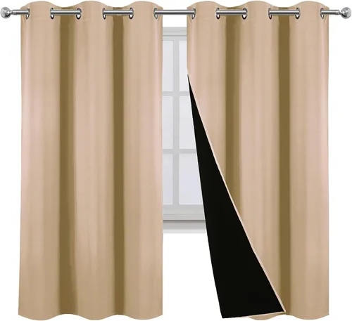 Vista 3 de LEMOMO Cortinas 100% opacas de 38 x 54 pulgadas, 2 paneles de oscurecimiento con aislamiento térmico para dormitorio