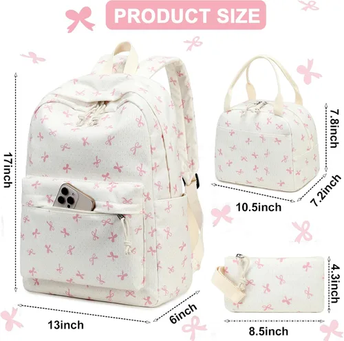Vista 2 de BTOOP Mochila escolar para niñas y niños, con bolsa de almuerzo aislada y bolsa para lápices