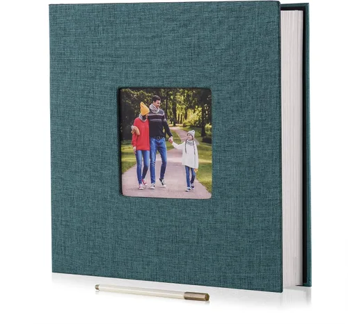 Vista 24 de HoneyTolly Álbum de fotos autoadhesivo para fotos de 4 x 6 imágenes, cubierta magnética de lino, 15 hojas/30 páginas en blanco para bodas Beige claro