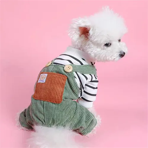 Vista 3 de Ropa de verano para cachorros, camisa para perros pequeños, overol para perros pequeños, ropa de verano para mascotas, overol con peto, pantalones