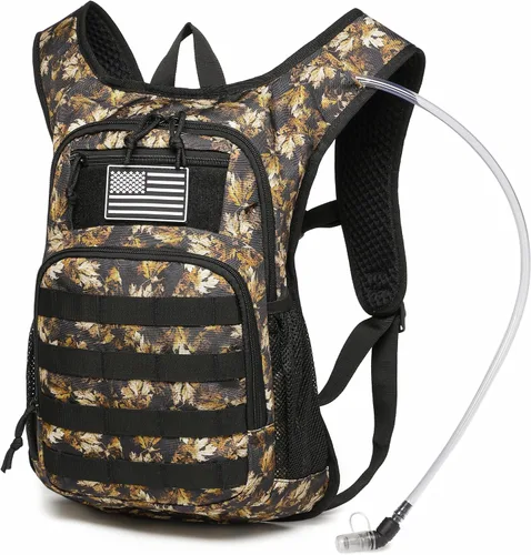 Vista 9 de Mochila de Hidratación Wotony con Vejiga de Agua para Senderismo Paquete de Hidratación Táctico para Hombres Mujeres Mochila de Agua Molle