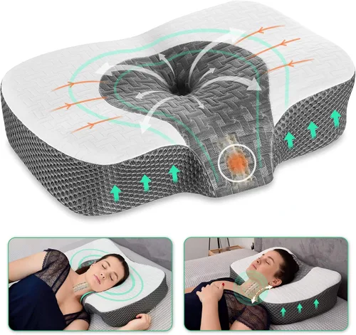 Vista 12 de Elviros HSA/FSA CPAP Almohada para dormir de lado, almohada ajustable para la apnea del sueño Gris oscuro