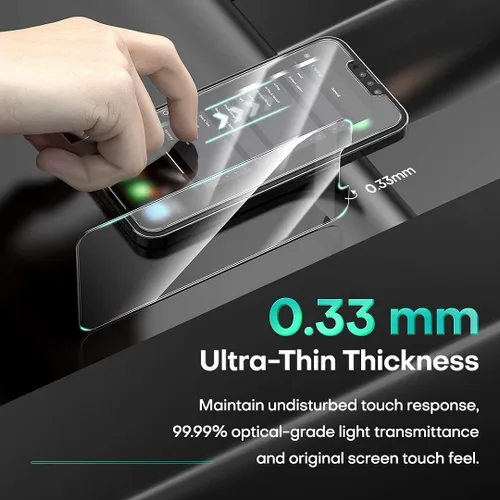 Vista 5 de HATOSHI Paquete de 3 protectores de pantalla de vidrio templado para iPhone 13 Pro Max con 3 protectores de lente de cámara, compatible con fundas