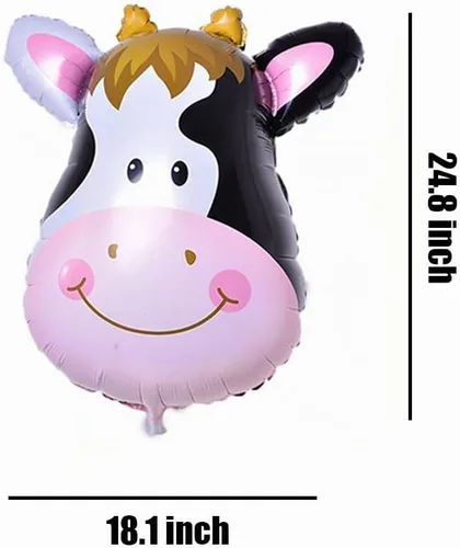 Vista 3 de Globos de animales de granja, cerdo, vaca, caballo, burro, globo de Mylar para animales, temática de animales, suministros de fiesta de cumpleaños