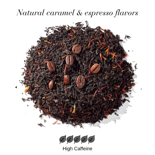 Vista 2 de iLOLA Discos de té de hojas sueltas Caramel Latte No. 15 Cosas favoritas de Oprah 2022 Té negro keniano con sabores de caramelo y espresso
