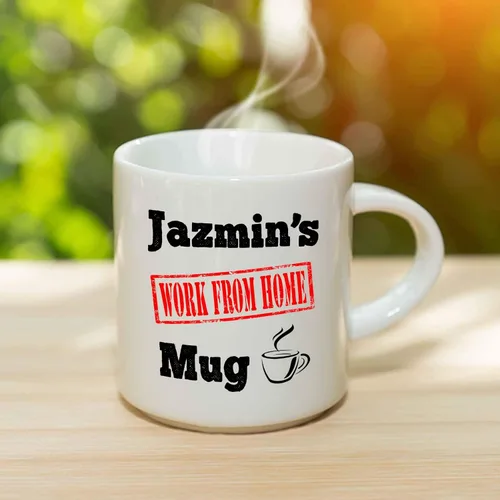 Vista 3 de Jazmin's Coffee Mug - Personalized Ceramic Work From Home WFH Cup with Name, Custom Mug, Customized Birthday/Christmas Gift, Holiday Present, 11 Oz