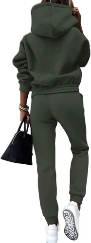 Vista 2 de AOHITE Sudaderas con capucha para mujer, sudadera de manga larga, pantalones deportivos, trajes de 2 piezas