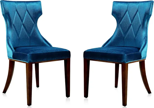 Vista 14 de Manhattan Comfort Reine MDining - Juego de 2, asientos tapizados con costuras de diamante, marco de madera de haya maciza, base de 4 patas, altura