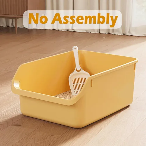 Vista 2 de SpaceTime Caja de arena grande para gatos con lados altos, cajas para gatos de interior, bandeja de arena para gatos para gatitos, caja de arena