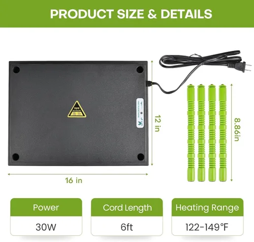 Vista 9 de Placa calefactora para pollitos, placa calefactora más cálida de 12 x 16 pulgadas para pollitos con altura ajustable, placa de calefacción