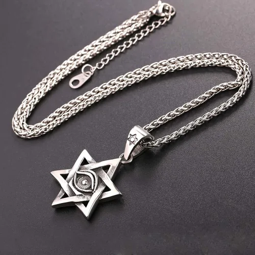 Vista 5 de U7 Colgante y cadena de ojo de Horus joyería egipcia para hombre acero inoxidable chapado en oronegro collares Ra del antiguo Egipto