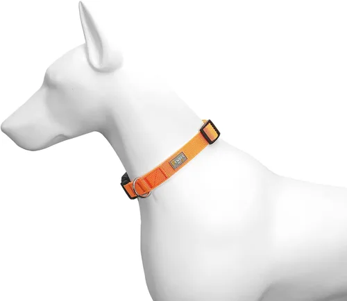 Vista 4 de Collar de Perro Naranja Básico Ajustable Collares de Perro con Collar de Mascota de Nailon Transpirable de Liberación Rápida para Cachorro Perros