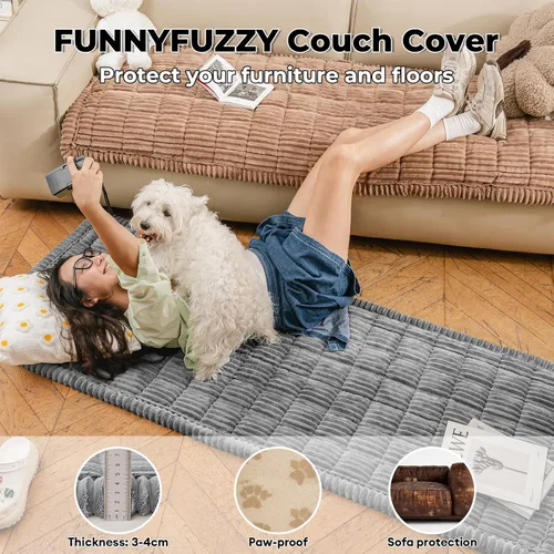 Vista 2 de Fundas de sofá para mascotas, protector lavable para perros, fundas de sofá de franela para perros, aptas para mascotas, tapete para sofá cama