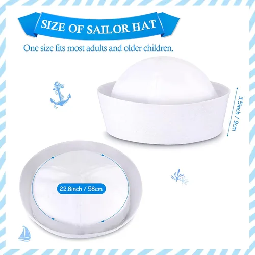 Vista 3 de SATINIOR Sombreros de marinero blancos sombreros de capitán azul marino sombrero de yate para adolescentes y adultos sombrero de pernacé disfraz
