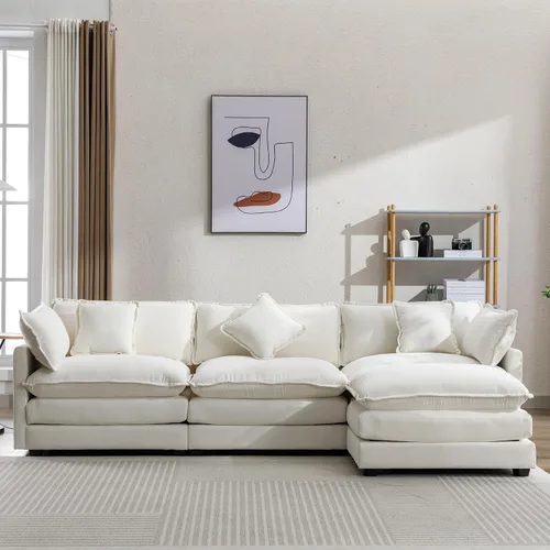 Vista 13 de KLMM Elegante sofá modular grande en forma de L de 2 piezas con dos almohadas, para sala de estar, oficina, apartamento, dormitorio, salón