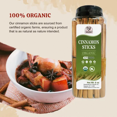 Vista 4 de 52USA - Varitas de canela orgánica, canela 8 onzas (226 g), varitas de canela enteras, 100 % crudas, certificadas por USDA y Kosher, sin gluten, sin
