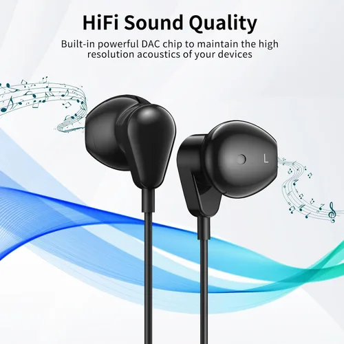 Vista 3 de Jelanry Auriculares de 0.1 in con micrófono con cable para computadora Negro
