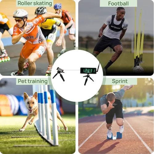 Vista 6 de YZ Temporizador Láser Inalámbrico Alimentado por Batería para Carreras de Sprints, Reloj de Carrera, Temporizador de Carrera, Velocímetro